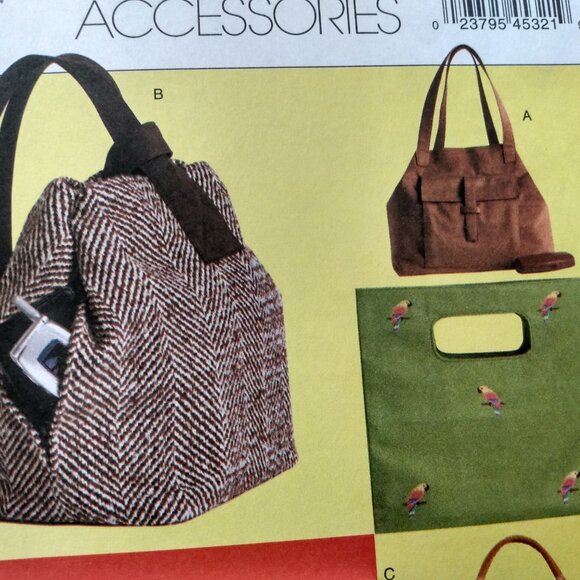 Vintage Purse Tote Bag Backpack Sewing Pattern Minimalist McCall's 4532 UNCUT - Picture 3 of 10